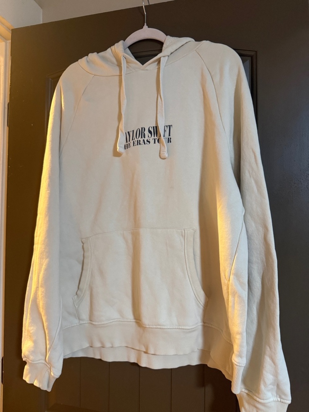 Taylor Swift Cream Crewneck Hoodie with Small Chest Logo - Men